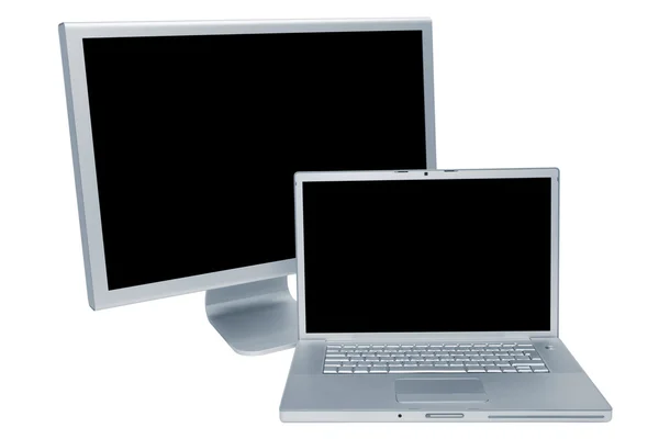 现代笔记本电脑和显示器 — 图库照片
