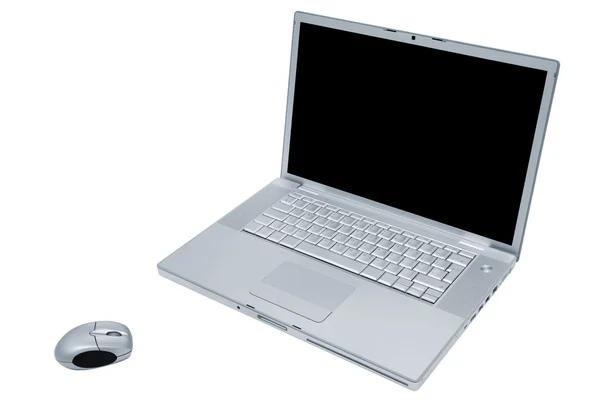 Laptop with the wireless mouse — Stock Photo, Image