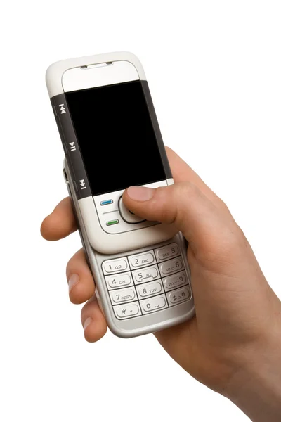 Telefonun bir elinde — Stok fotoğraf