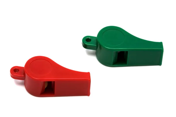 Rood en groen whistle — Stockfoto