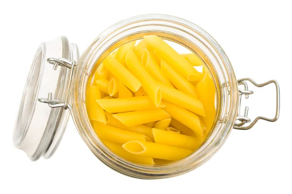 Pasta in glass can — Stock Photo, Image
