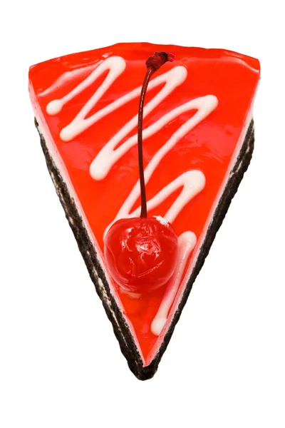 Torta de chocolate com uma cereja — Fotografia de Stock