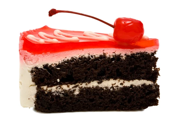 Chocolade taart met een kers — Stockfoto