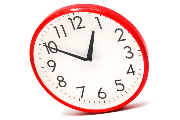 Horloge Par Boîtier Rouge Sur Fond Blanc — Photo