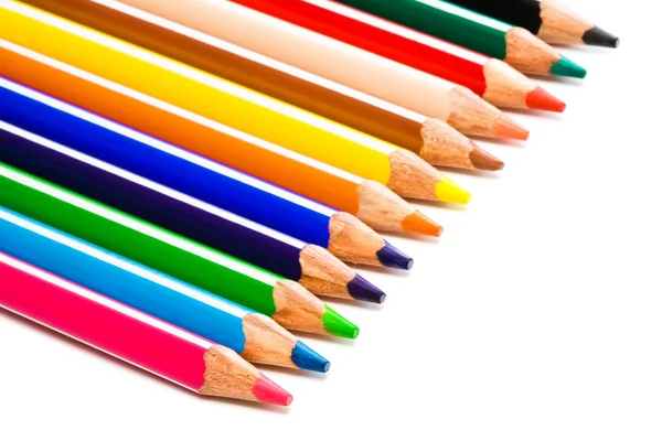 Vacker Färgpennor Vit Bakgrund — Stockfoto