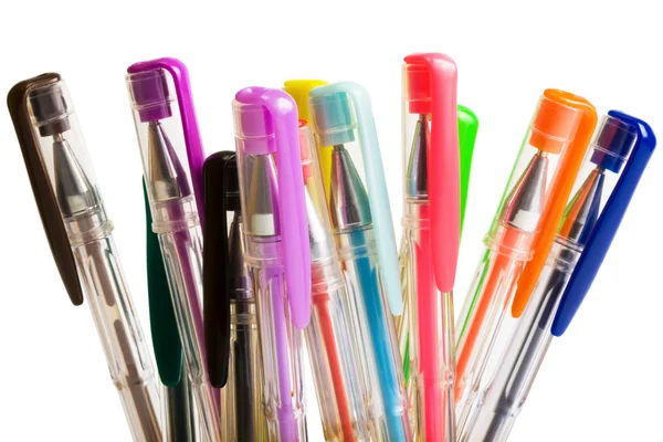 Color Ballpoint Pens White Background — Stock Photo, Image