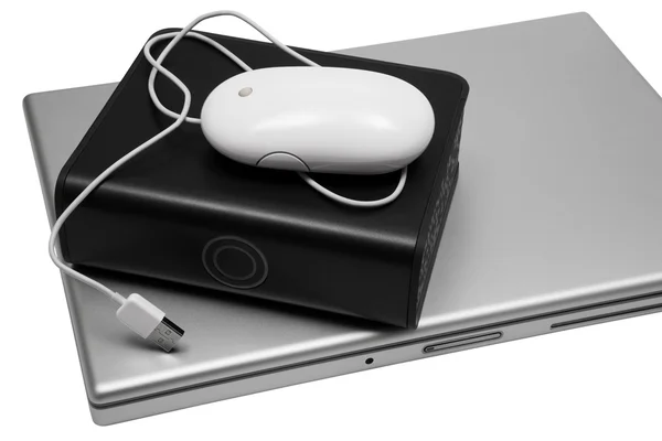 Notebook and an external hard drive — Stock Photo, Image