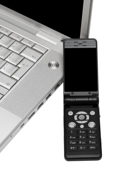 Cellulare Sulla Tastiera Computer — Foto Stock