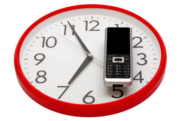 Bir Saatin Kadranı Üzerinde Modern Telefon — Stok fotoğraf