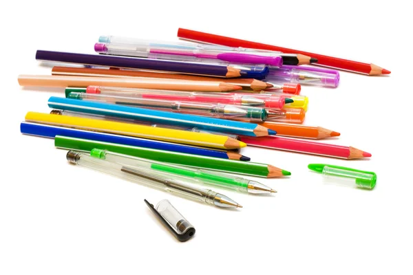 Matite di colore e penne — Foto Stock