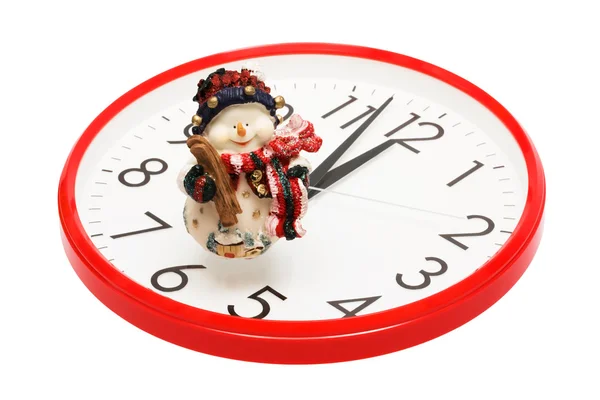 Toy Snowball Clock White Background — Stock Photo, Image