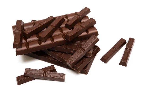 Chocolate Escuro Saboroso Fundo Branco — Fotografia de Stock