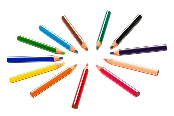 Ołówki Piękny Kolor Białym Tle — Zdjęcie stockowe