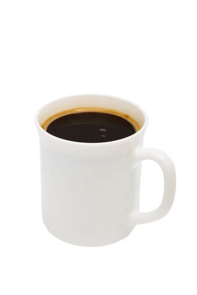 Kávé Fehér Háttér Előtt Fehér Bögre — Stock Fotó
