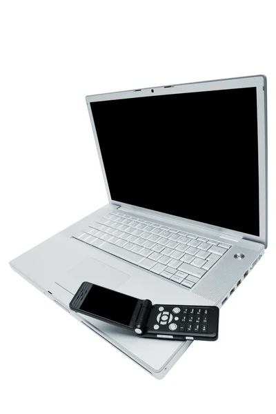 Mozgatható telefon és laptop — Stock Fotó