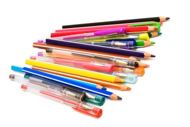 Color pencils and pens clipart