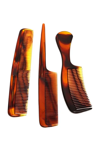 Set Beautiful Hairbrushes White Background — Stock Photo, Image