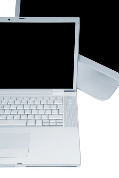 Современный ноутбук и дисплей — стоковое фото