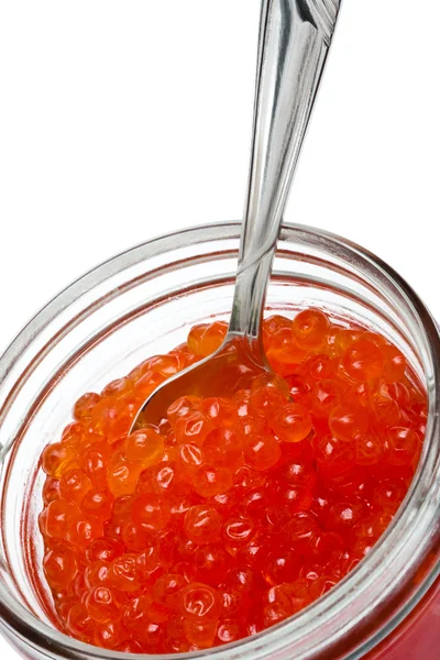 Spoon and red caviar — Stock Photo, Image