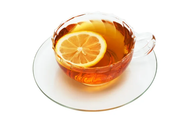 Taza de vidrio con té — Foto de Stock