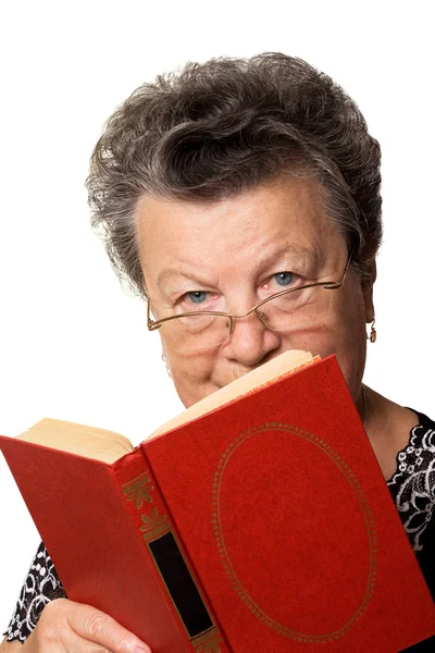 Жінка з червоною книгою — стокове фото