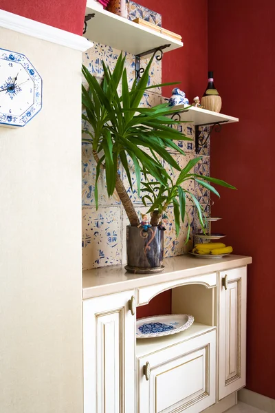 Beautiful Plant Clock Modern Kitchen — Stock Photo, Image