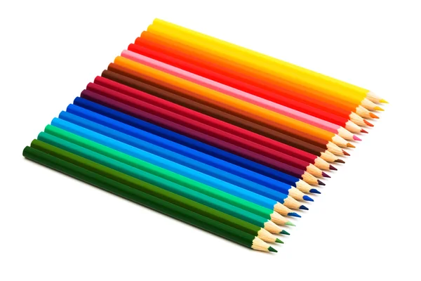 Hermosos Lápices Color Sobre Fondo Blanco —  Fotos de Stock
