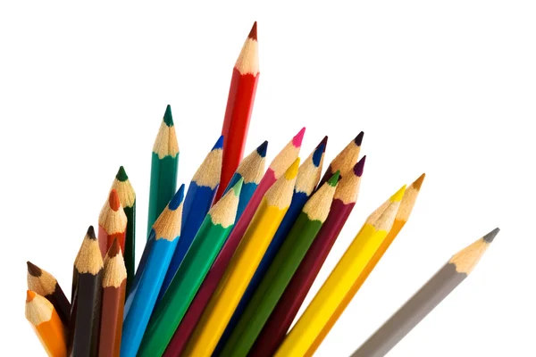 Beyaz Zemin Üzerinde Güzel Renkli Kalemler — Stok fotoğraf
