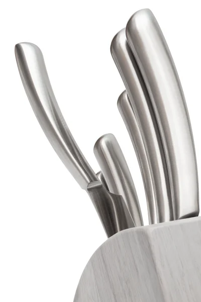 Sada Kuchyňských Nožů Bílém Pozadí — Stock fotografie