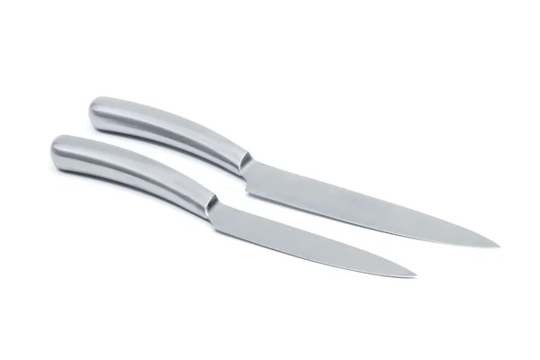 Nóż Dwa Kuchnia Białym Tle — Zdjęcie stockowe