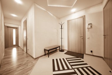 Beautiful corridor with a door in a modern apartment clipart