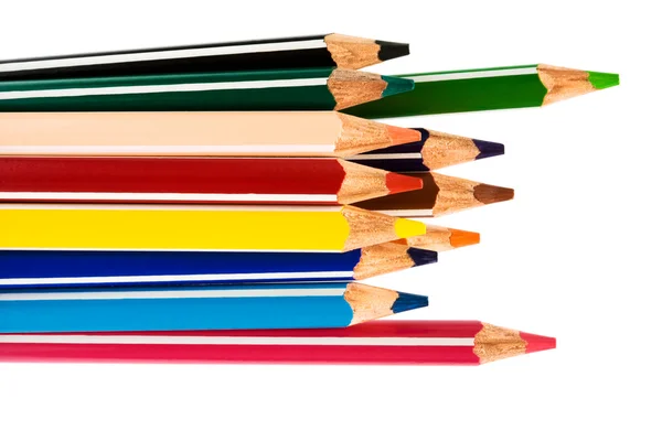 Beyaz Zemin Üzerinde Güzel Renkli Kalemler — Stok fotoğraf