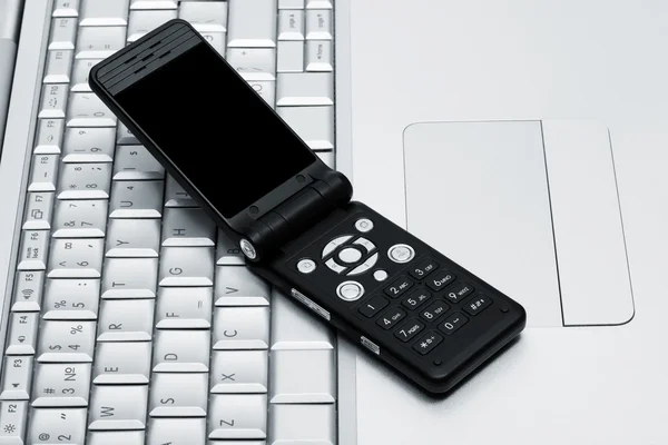 Teléfono Móvil Teclado Ordenador — Foto de Stock