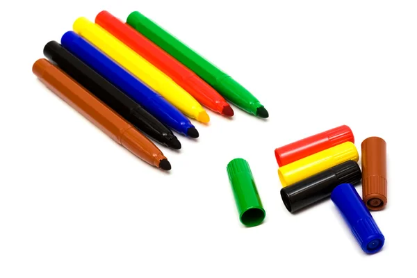 Красиві Кольорові Ручки Фетру Білому Тлі — стокове фото