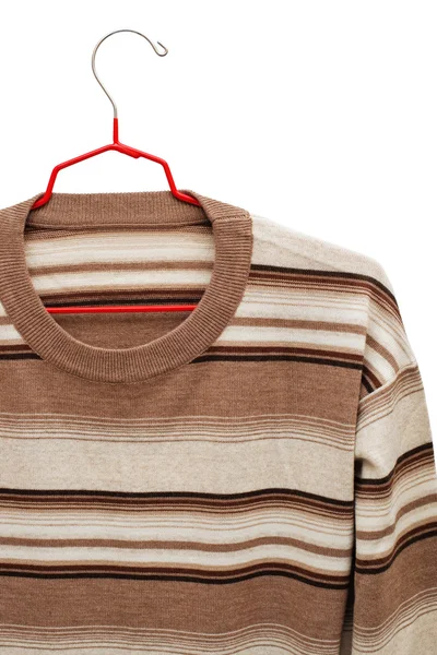 白い背景の上の暖かいストライプ セーター — ストック写真