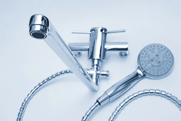 Metal faucet and shower — Stock Photo, Image