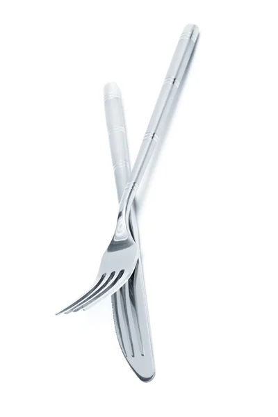 Steel knife and fork — Zdjęcie stockowe