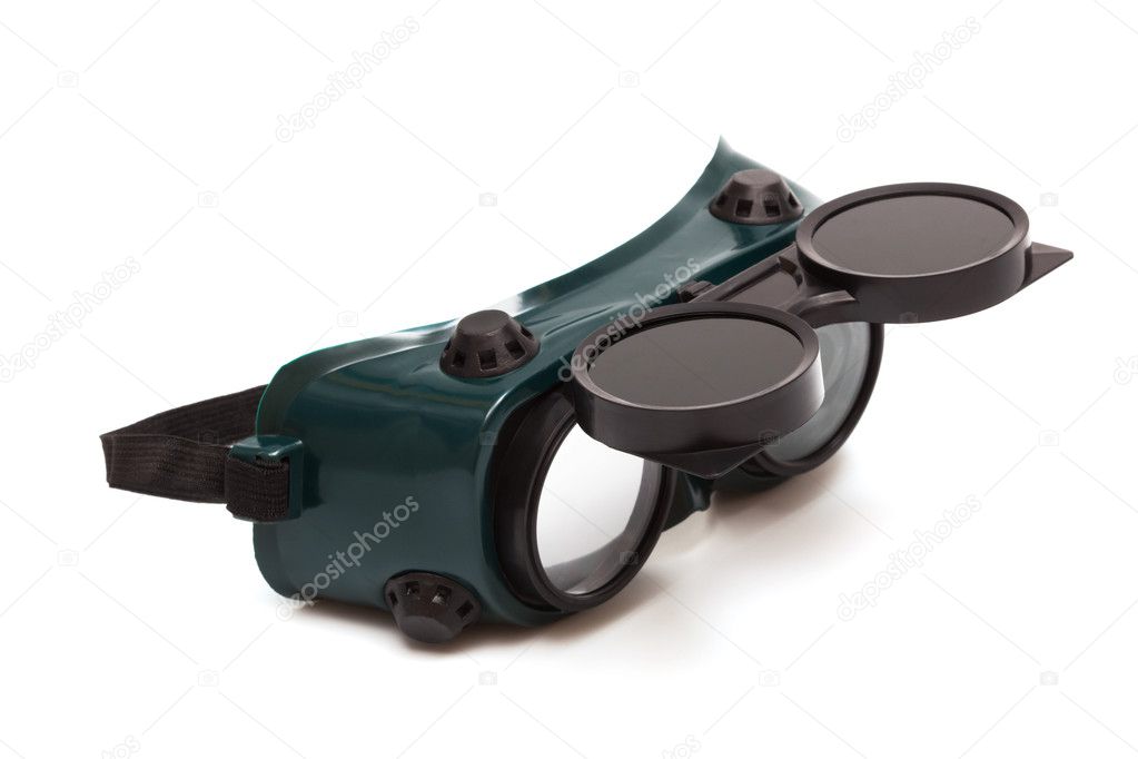 Goggles for welding on a white background