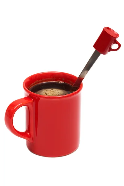 Czerwony Kubek Kawą Białym Tle — Zdjęcie stockowe