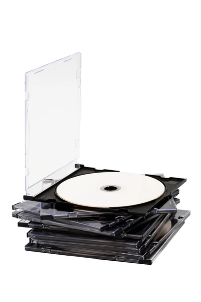 白い背景の上のボックスでディスク — ストック写真