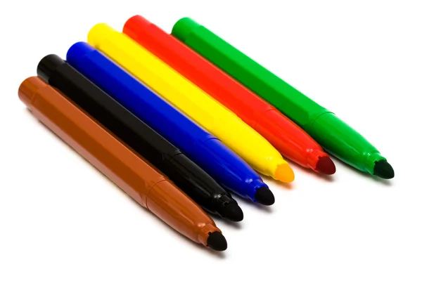 Beyaz Arka Planda Güzel Renk Keçeli Kalemler — Stok fotoğraf