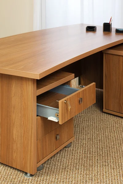 Holztisch Mit Offenem Kasten Büro — Stockfoto