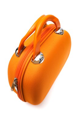 Beyaz bir arka planda turuncu büyük çanta