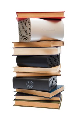 Hard drives and books clipart