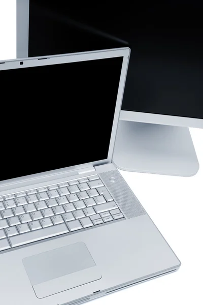 Modern Dizüstü Bilgisayar Monitör Beyaz Zemin Üzerine — Stok fotoğraf