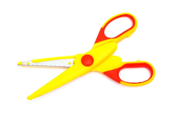 Modern Yellow Scissors White Background — Stock Photo, Image