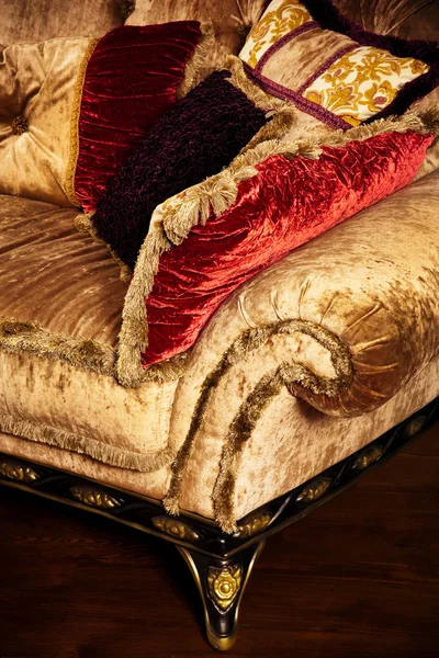 Beautiful Velvet Cushions Fashionable Sofa — Stock Photo, Image