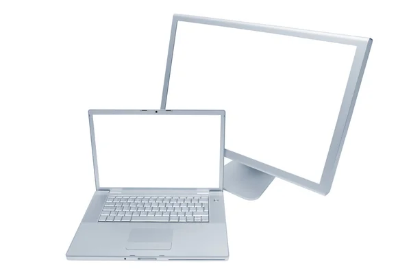笔记本电脑和显示器 — 图库照片