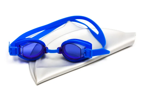 Goggles and cap for swimming — Stock Photo, Image