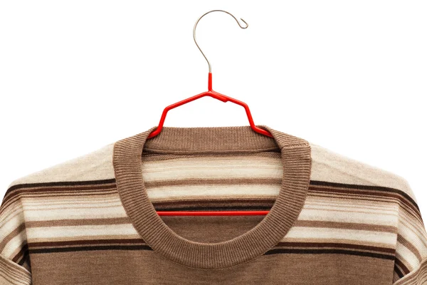 Warmer Gestreifter Pullover Auf Weißem Hintergrund — Stockfoto